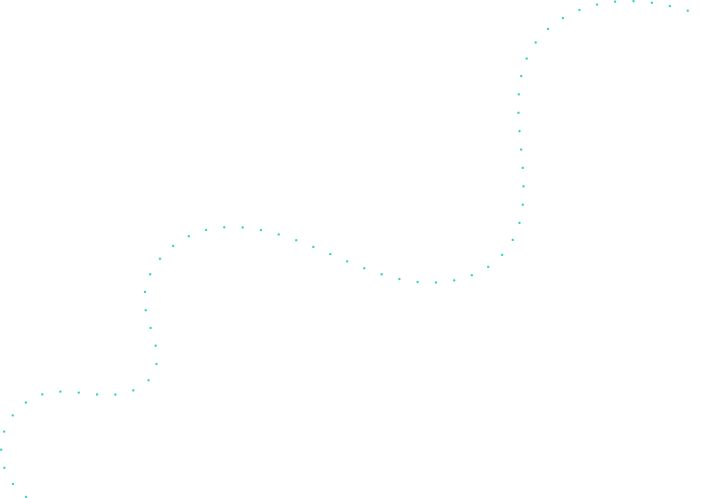 A white and blue dotted line on black background