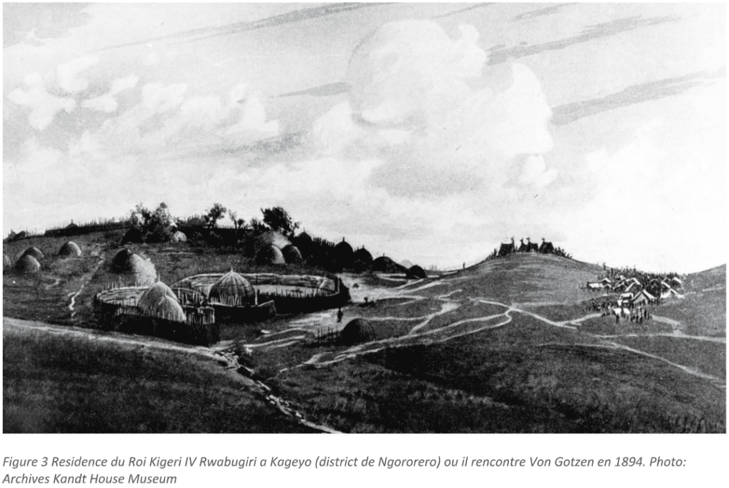 Historic landscape with traditional huts and people.
